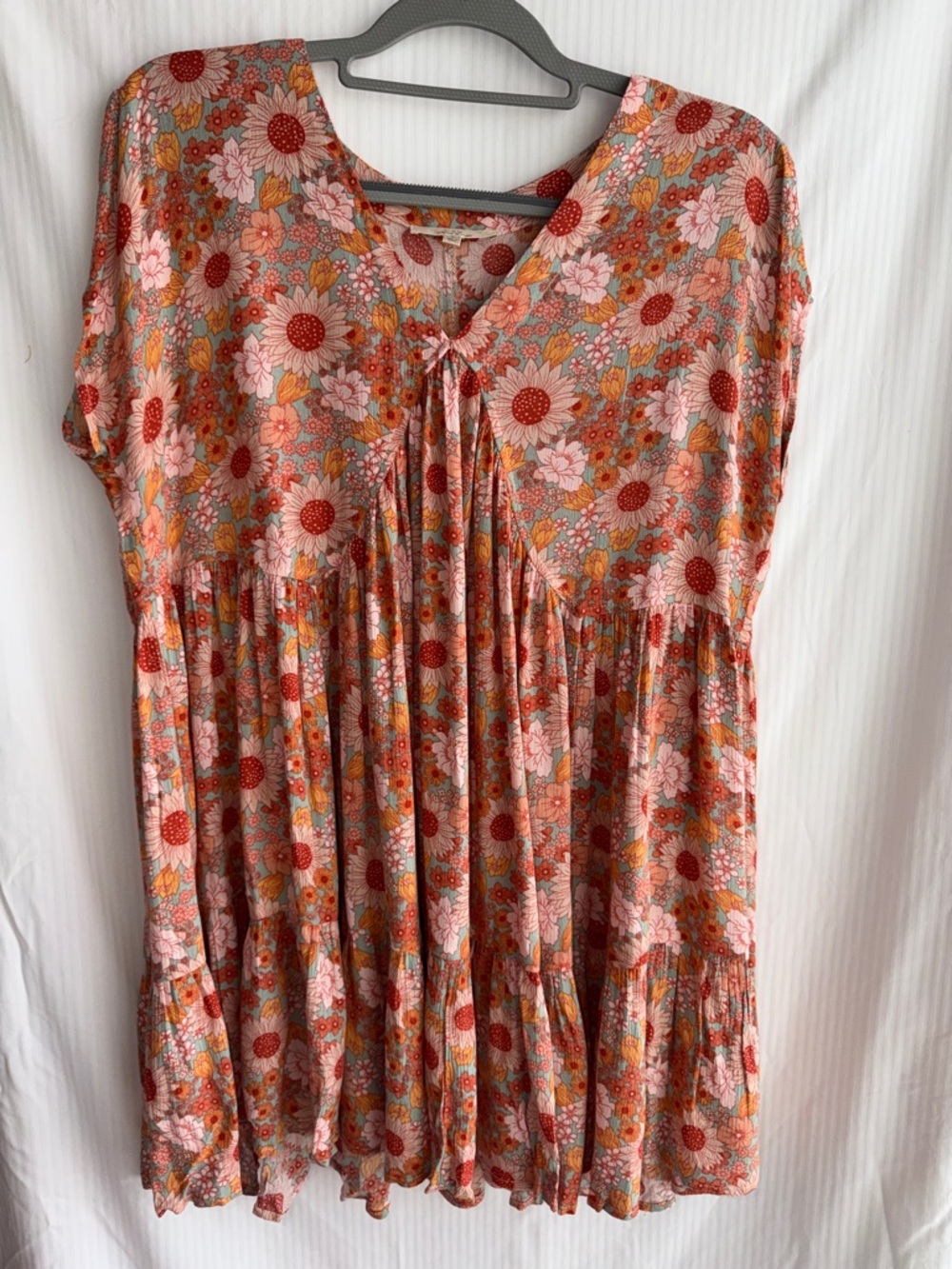 Chelsea and Violet Floral Pink & Orange Women's Tunic Top/mini dress